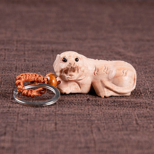Peach Wood Zodiac Animal Keychains 3D Carved Portable Ornament Gift For Colleagues Friends Classmates - Product Image 4