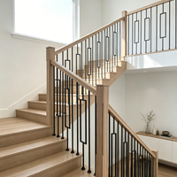 Balustrade de balcon carrée en métal ajouré de 44 pouces au design moderne et simple, garde-corps d'escalier en fer forgé pour appartement, école, maison