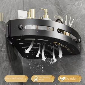Étagère d'angle de salle de bain moderne en plastique à un seul niveau, non pliable, étanche, design sans perçage pour <span class=keywords><strong>rangement</strong></span> de gel <span class=keywords><strong>douche</strong></span> et articles de toilette - Product Image 4