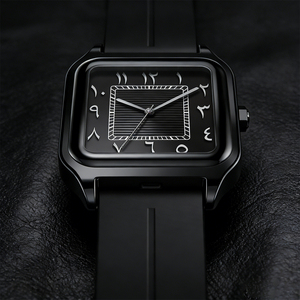 Montre-bracelet personnalisée pour homme, chiffres arabes, noir et blanc, alliage SABR, quartz, boucle magnétique, bracelet en silicone, boîte en cuir - Product Image 3