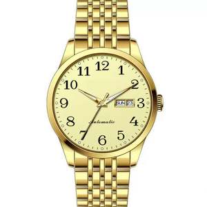 Montres mécaniques en or en gros, montre automatique à double date pour homme, montre-bracelet de luxe, bracelet en acier inoxydable, horloge lumineuse - Product Image 4