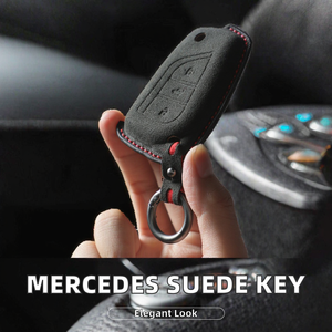 Housse de protection pour clé de voiture en cuir suédé, pour Mercedes Benz classe A C E S GLC CLA AMG, avec porte-clés - Product Image 2