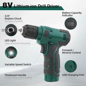 Juego de Herramientas de Taladro Recargable de Iones de Litio de 8V y 55 Piezas Hi-Spec con Llaves Ajustables para Uso Doméstico - Product Image 2