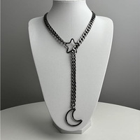 Nouveau Collier Transfrontalier Lune Dorée et XINGX, Style Punk Gothique, Réglable, avec Chaîne Cubaine et Pendentif en Y