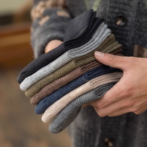 Men's Pure Cotton Crew <b>Socks</b> Solid Color Sweat Absorbent Autumn <b>Winter</b> Business Casual <b>Socks</b> Khaki Light Gray Dark Gray - Product Image 4