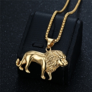 Collar de Joyería Fina de Moda con Colgante de León Animal Estilo Hip Hop, Chapado en Oro PVD sobre Acero Inoxidable 316, para Hombres y Mujeres, Venta al por Mayor - Product Image 5