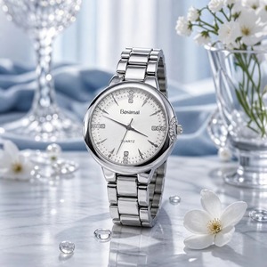 Reloj para Mujer con Incrustaciones de Diamantes de Imitación, Reloj de Cuarzo con Esfera Redonda, Caja de Aleación, Correa, Regalo Casual Diario, Reloj de Pulsera - Product Image 5