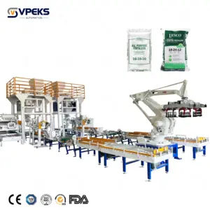 VPEKS Linha de embalagem e paletização totalmente automática para sacos, embalagem e paletização de cimento e granulado em pó de arroz
