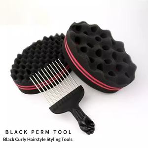 Ouranmi Barbershop Éponge de coiffage pour permanente de cheveux noirs et <span class=keywords><strong>dreadlocks</strong></span> africaines, et Barre de permanente en acier pour coiffure Hip-Hop Puff - Product Image 1