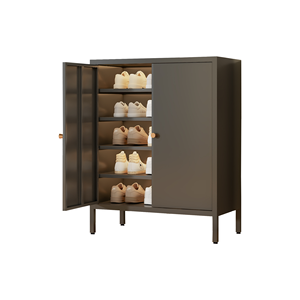 Mobile Contenitore Moderno in Metallo con 5 Cassetti e 2 Ante <span class=keywords><strong>Scarpiera</strong></span> in Acciaio e Portascarpe in Ferro per Ingresso - Product Image 1