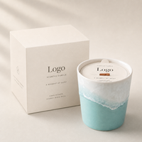 Ensemble de bougies parfumées bio en cire de soja dans un pot en céramique décoratif pour la maison, étiquette privée, coffret cadeau