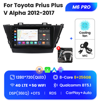 Reproductor de vídeo para coche M6 PRO/PRO PLUS, Android 12, cámara panorámica, para Toyota Prius Plus V Alpha 2012-2017 360
