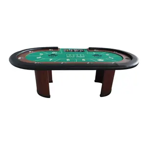 Table de poker de luxe 10 places blackjack professionnel, en bois ovale de qualité texas hold em gaming mesa 94 pouces pour jeux de casino