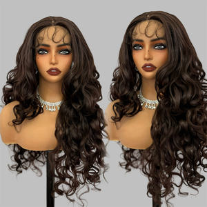 Vendeurs chinois en vrac <span class=keywords><strong>acheter</strong></span> bouffée synthétique avant de lacet perruques HD pleine chaleur résistant cheveux point culminant sans colle perruque pour les femmes noires - Product Image 3