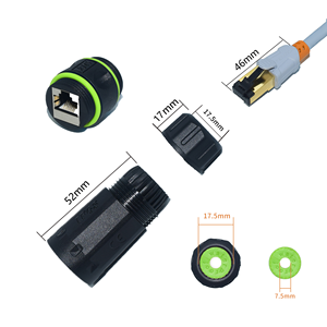 YXY-conector Ethernet LAN RJ45 de 8 pines, conector impermeable <span class=keywords><strong>M23</strong></span>, montaje en Panel, CAT5E, RJ45, con funda de protección contra el polvo, IP68, para exteriores - Product Image 2