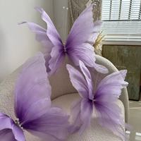 Grandes fleurs en papier organza papillon, décorations florales faites à la main pour mariage, vitrine de centre commercial, toile de fond, décor de photomaton