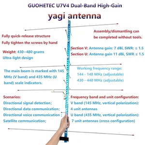 <span class=keywords><strong>Antena</strong></span> Yagi Satelital de Doble Banda Zastone U7V4 UHF VHF Octagonal para Radioaficionados, Desmontable, Comunicación Satelital, 6.5dbi, Macho - Product Image 2