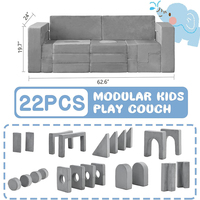 Tender Juguetón Personalizado Gris Modular Niños Sofá Convertible Sofá de Espuma con Función Ball Pit para Niños Pequeños Sala de Juegos