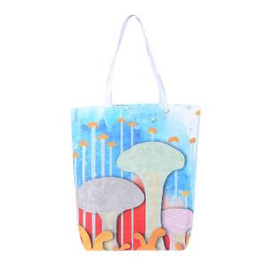 Çiçek şekli en çok satan fermuarlı cebi, omuz kolları baskı logosu ile taşıma çantaları pamuk tuval alışveriş taşıma çantası/ - Product Image 6