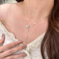 Collier pendentif asymétrique en forme de goutte d'eau en or 14 carats rempli d'or, moissanite taille poire 7x10mm 2.0ct, pour femme