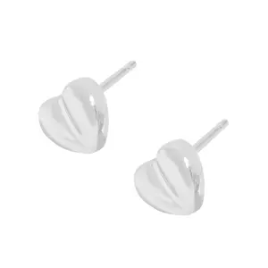 Usine directe 925 argent Sterling Simple lisse Mini coeur boucle d'oreille femmes lumière luxe Texture plaqué or bijoux fins