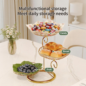 Cesto Portafrutta a 3 Livelli <span class=keywords><strong>Elegante</strong></span> ed Ecologico, Supporto <span class=keywords><strong>da</strong></span> Tavolo Robusto in Metallo, Organizer per Frutta, Pane e Snack <span class=keywords><strong>da</strong></span> Bancone - Product Image 6