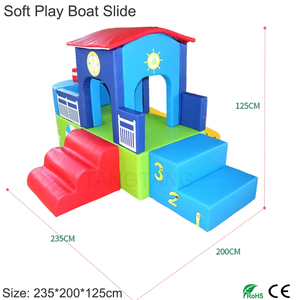 Aire de jeux intérieure pour enfants, structure de jeu souple en forme de bateau avec toboggan et jouets souples, avec structure d'escalade, pour écoles maternelles, maisons, garderies, hôtels, jardins d'enfants, cafés-jeux, certifiée CE - Product Image 1