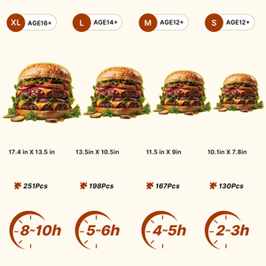 Rompecabezas de Doble Hamburguesa, Impresión a Todo Color, Cartón, Juguete Educativo para Niños de 8 a 13 Años - Product Image 3