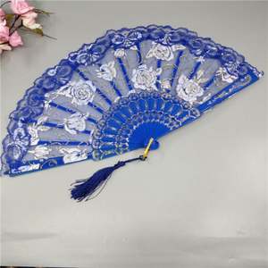 Abanico Plegable Artesanal de Bambú de 23cm con Bordado Español Personalizado para Novia, Arte Folclórico, Música, Negocios, Portátil, Promocional - Product Image 5