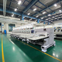 Machine à broder plate industrielle à 15 têtes et 9 aiguilles, équipement multi-têtes pour la production de masse de vêtements