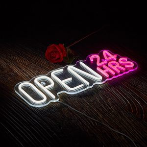24 Hours Open Sign LED Neon <b>Light</b> Dimmable USB Powered Ambient <b>Light</b> Store <b>Window</b> Decoration <b>Light</b> Street Indicator <b>Light</b> 5v 12v - Product Image 4