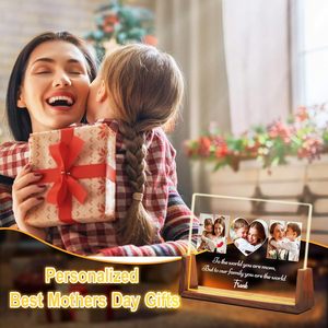 Lampe de nuit en acrylique personnalisée avec photo, cadre en noyer en forme de U, lampe LED personnalisée, cadeau pour maman, femme, fête des mères, anniversaire, Noël - Product Image 5