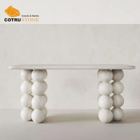 Table console de luxe en travertin au design unique Table centrale en pierre naturelle Table à manger pour la décoration intérieure
