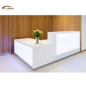 Stylish Backlit Modern Look L-shape Solid Surface <strong>Reception</strong> <strong>Counter</strong> - Product Image 6