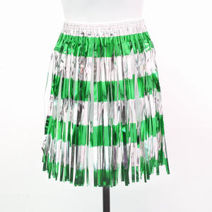 Jupe de cheerleading pour femme, verte, argentée, métallique, à franges et pompons, <span class=keywords><strong>avec</strong></span> taille élastique à scratch, pour le sport et les costumes de fête - Vente en gros - Product Image 6