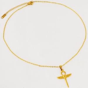 Pendentif <span class=keywords><strong>Scarabée</strong></span> Ailé en Acier Inoxydable 304 Doré, Libellule Égyptienne, Amulette Gothique avec Chaîne pour Hommes et Femmes - Product Image 3