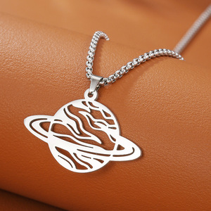 Sun <b>Moon</b> Planet Pendant <b>Necklace</b> Gold Plated Stainless Steel Geometric Design Fashion Jewelry Gift For Women - Product Image 3
