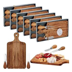 <span class=keywords><strong>Planche</strong></span> à découper en bambou antibactérien, portable pour l'extérieur, avec ensemble couteau et fourchette, idéale comme cadeau de baptême ou plateau à fromage - Product Image 2