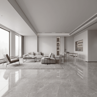 Carreaux de sol et de mur en céramique modernes aspect marbre gris 750x1500mm 10mm d'épaisseur polis antidérapants résistants aux acides antibactériens pour salle de bain