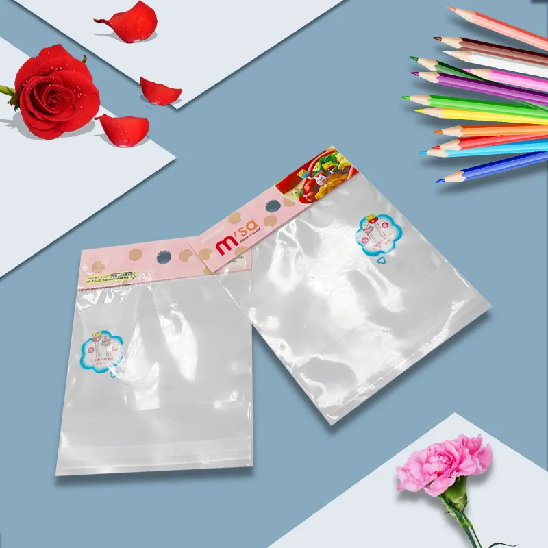 Custom Printed Logo Cellophane Polybag Packaging Clear Plastic Opp Poly Bag With Header With Resealable Glue Tape