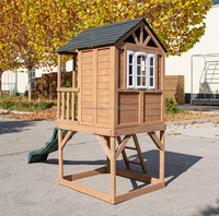 Structure de jeu extérieure Tosen TOP25014 en cèdre chinois avec trampoline, petit toboggan et aire de jeux éducative pour enfants de 3 à 12 ans