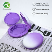 Mini boîte à coussinets dégradé violet, conteneur cosmétique ovale portable, coque de maquillage vide en plastique