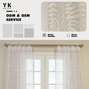 Wholesale Polyester Faux Cotton Design Zebra Stripe <strong>Single</strong> Sided White Designer Sheer <strong>Curtain</strong> - Product Image 1