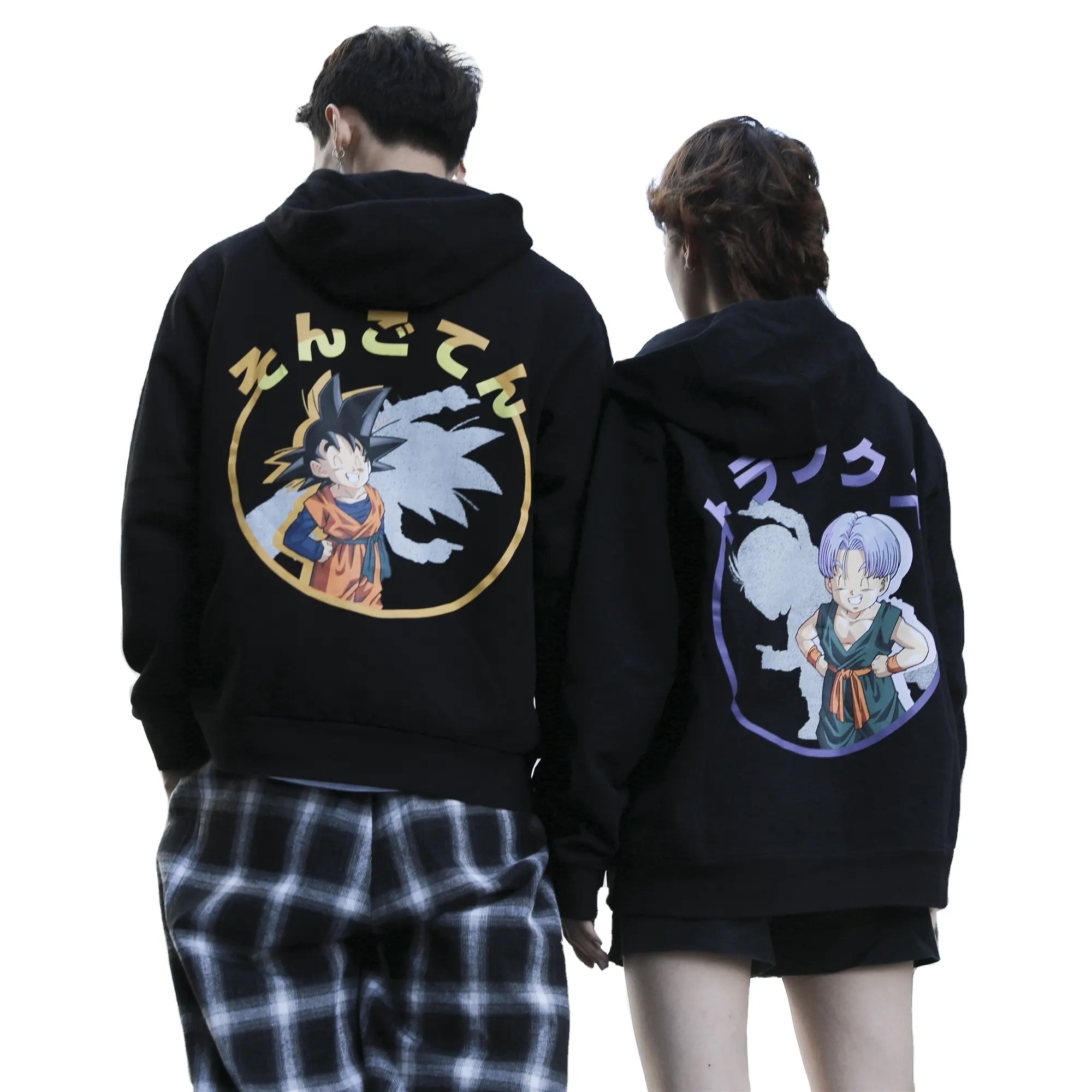 Casual Fashion Streetwear Hooded Z Gotenks Cartoon Anime Style Hoodies Men Black Sweatshirt