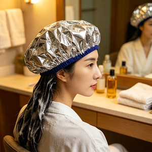 <span class=keywords><strong>Bonnet</strong></span> de soin capillaire <span class=keywords><strong>auto</strong></span>-<span class=keywords><strong>chauffant</strong></span> en aluminium épaissi, imperméable et réutilisable pour salon, maison et spa - Product Image 5