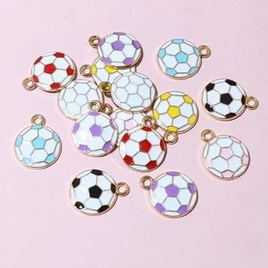 Dijes Pequeños de Fútbol Esmaltados, Colgantes de Aleación de Zinc, Accesorios para Fabricación de Joyería DIY - Product Image 3