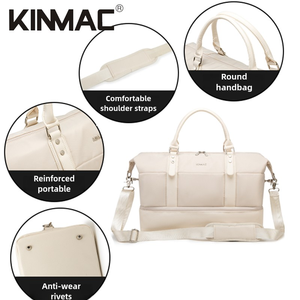 Bolsa de gimnasio de poliéster negro impermeable para mujer Kinmac con compartimento para zapatos, venta al por mayor, equipaje de lona deportivo para viajes - Product Image 3