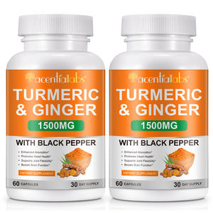 Acentiallabs органические Имбирные капсулы куркумы с порошком черного перца, куркума и имбирь для здоровья суставов - Product Image 6