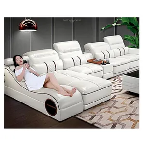 Intera vendita mobili soggiorno divano ad angolo in pelle con massaggio e audio
