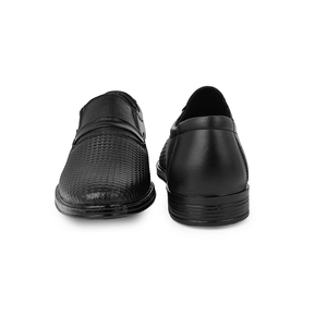 Black Signature Textured <b>Slip</b>-On Casual Formal Shoes for Men Stylish Office Wear Comfortable Lightweight Regular Fit Business - Product Image 1